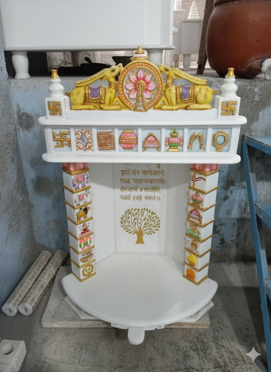 Lotus Engraved Marble Shrine